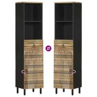 Badkamerkast 38x33,5x160 cm massief mangohout - thumbnail