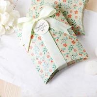 10 stuks Floral Candy box cookie vouwen vak (mint groene bloemen) - thumbnail