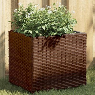 Plantenbakken 2 st 36x30x32 cm poly rattan bruin