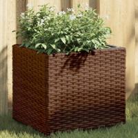 Plantenbakken 2 st 36x30x32 cm poly rattan bruin - thumbnail