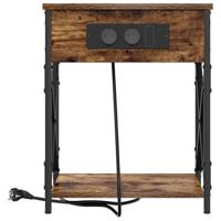 Nachtkastje 2 pcs Gerookt eiken 41 x 31 x 51 cm Bewerkt hout - thumbnail