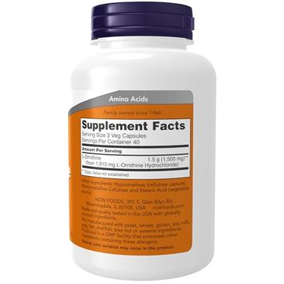 L-Ornithine 500mg Now Foods 120v-caps