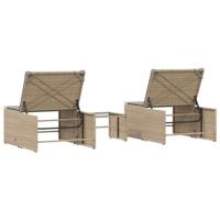 Ligstoelen 2 st met tafel poly rattan beige - thumbnail