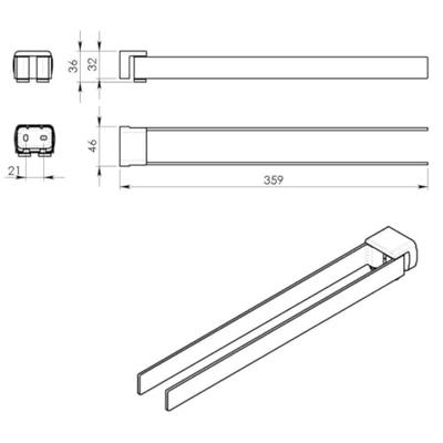 Dubbele Handdoekhouder Sapho Pirenei Draaibaar 35.9 cm Mat Zwart Sapho