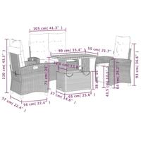 4-delige Tuinset met kussens poly rattan grijs - thumbnail