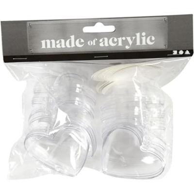 Creativ Company Deco hart, h: 6,5 cm, transparant, 10 stuk/ 1 doos