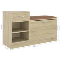 VidaXL Schoenenbank 94,5x31x57 cm bewerkt hout sonoma eikenkleurig - thumbnail