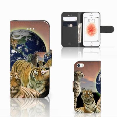 Apple iPhone 5 | 5s | SE | Telefoonhoesje | Met pasjeshouder | Roofdieren Apple iPhone 5 | 5s | SE | Telefoonhoesje | Met pasjeshouder | Roofdieren