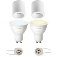 Pragmi Cliron Pro - Opbouw Rond - Mat Wit - Verdiept - Ø90mm - Philips Hue - Opbouwspot Set GU10 - White Ambiance - Bluetooth - thumbnail