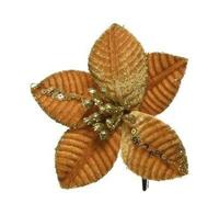 Poinsettia fluweel goud 10 cm - thumbnail
