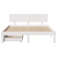 Bedframe met lades massief grenenhout wit 120x190 cm - thumbnail