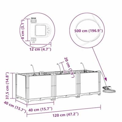 Tuin Bloempot 3 pcs Grijs Staal