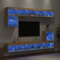 8-delige Tv-wandmeubelset met LED bewerkt hout sonoma eiken - thumbnail