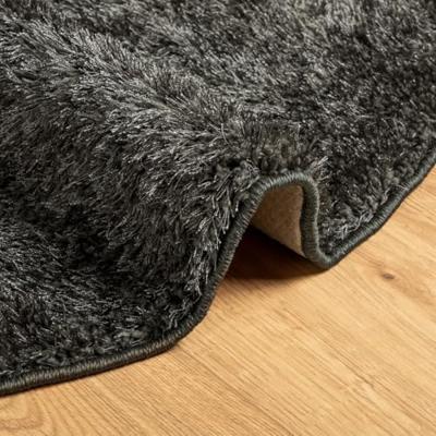 VidaXL Vloerkleed istan hoogpolig glanzend ø 160 cm antracietkleurig