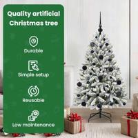 Kunstkerstboom met 150 LED Groen en Wit 120 cm PVC en Metaal - thumbnail