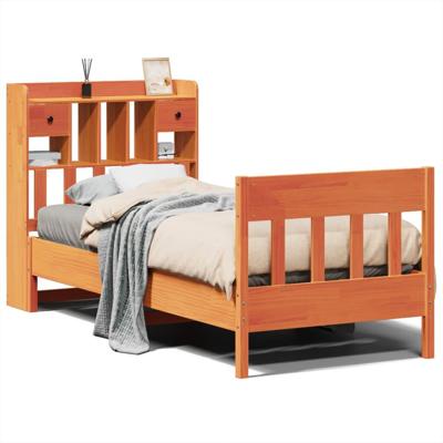 Bedframe zonder matras massief grenenhout wasbruin 75x190 cm