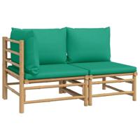 2-delige Loungeset met kussens bamboe groen - thumbnail