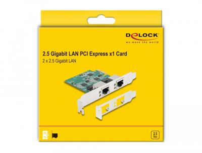 DeLOCK PCI Express x1 Card to 2 x RJ45 2.5 Gigabit LAN RTL8125 netwerkadapter
