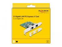 DeLOCK PCI Express x1 Card to 2 x RJ45 2.5 Gigabit LAN RTL8125 netwerkadapter - thumbnail