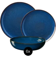 ASA Selection Serviesset Saisons - Midnight Blue - 18 delig / 6 personen - 6 dinerborden, 6 ontbijtborden en 6 kommen - thumbnail