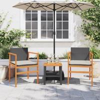 Tuinstoelen 2 st met kussens poly rattan en massief hout zwart - thumbnail