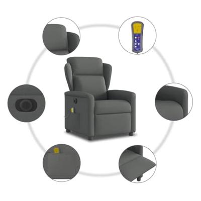 Massagestoel elektrisch verstelbaar stof donkergrijs