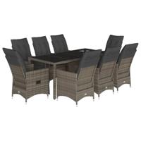 9-delige Tuinset met kussens poly rattan grijs - thumbnail