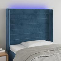 Hoofdbord LED 103x16x118/128 cm fluweel donkerblauw - thumbnail