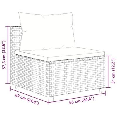 10-delige Loungeset met kussens poly rattan zwart - thumbnail