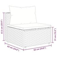 10-delige Loungeset met kussens poly rattan zwart - thumbnail