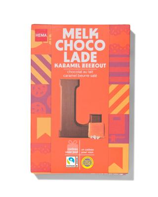 HEMA Chocoladeletter melk karamel zeezout L 135g