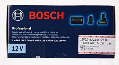Bosch Blauw Starterset GBA 12 - 1x 2,0Ah, 1x 4,0Ah, lader GAL 12V-40 Professional - 1600A01NC9 - thumbnail