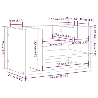VidaXL Bureau organizer oudhout 44,5 x 24 x 25 cm bewerkt hout