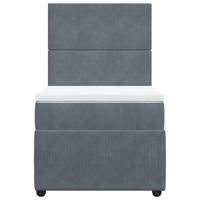 Boxspring met matras fluweel donkergrijs 90x200 cm - thumbnail