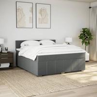 Boxspring met matras stof donkergrijs 180x200 cm - thumbnail
