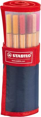 Set Viltstiften Stabilo Point 88 Red Rollerset Multicolour
