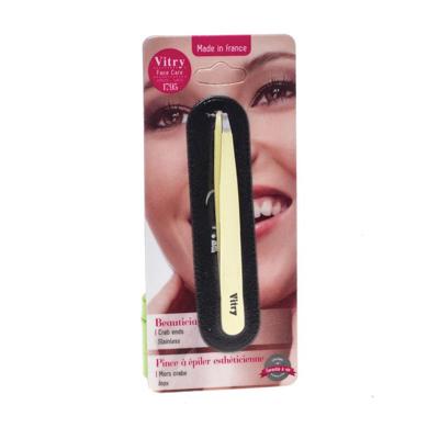 Vitry Face Care Coloured Tweezers Crab Ends Pincet Ref.26 C Blue 1Stuks