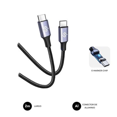 SUBBLIM USB-C naar USB-C kabel, 100 W met e-marker, 2 m, gevlochten nylon