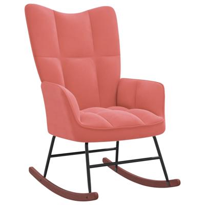 Schommelstoel fluweel roze