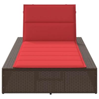 Ligbed met zwevend kussen poly rattan bruin