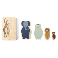 Trixie houten 4-lagen puzzel dieren, 5st. - thumbnail