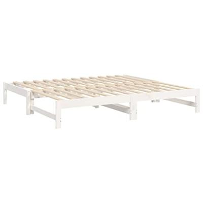 Slaapbank uitschuifbaar massief grenenhout wit 2x(90x190) cm - thumbnail