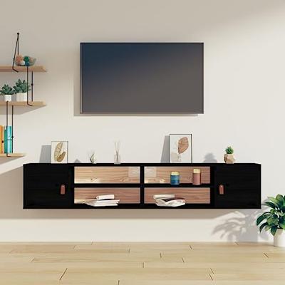 Wandkasten 2 st 80x30x30 cm massief grenenhout zwart