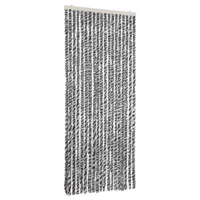 VidaXL Vliegengordijn 56x200 cm chenille grijs en zwart-wit - thumbnail
