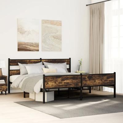 Bedframe zonder matras metaal gerookt eikenkleurig 183x213 cm