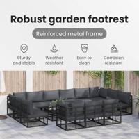 Tuinbankenset met kussen 13 pcs Zwart Aluminium - thumbnail
