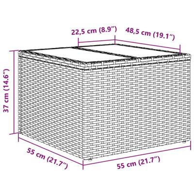 2-delige Loungeset met kussens poly rattan en glas zwart - thumbnail
