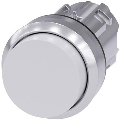 Siemens 3SU10500BB600AA0 3SU1050-0BB60-0AA0 Druktoets Metalen frontring, Hoogglans, Rond Knop Zilver, Wit 1 stuk(s)