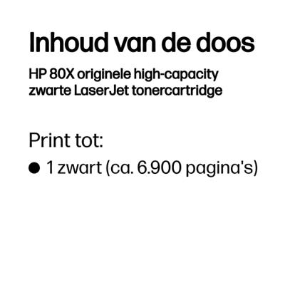 HP toner 80X, 6 900 pagina&apos;s, OEM CF280X, zwart