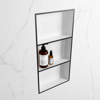 MONDIAZ EASY Nis 59,5x29,5cm in solid surface kleur Urban | Talc. 3 vakken geschikt voor in- of opbouw - thumbnail